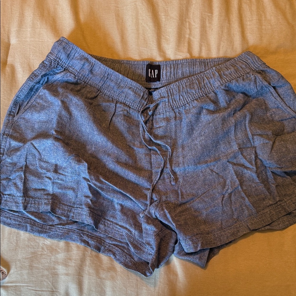 GAP Women's Heathered Navy Blue Drawstring linen blend shorts